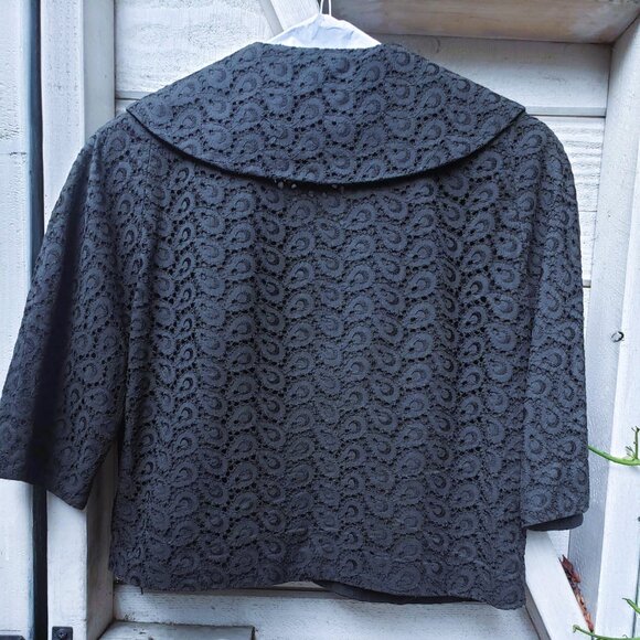 Vintage Black Eyelet Crop Jacket, Semmés Creations - Picture 2 of 6